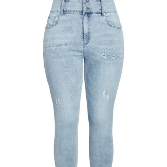 City Chic High Rise Rip Jean light denim wash Size 16 - Picture 3 of 12